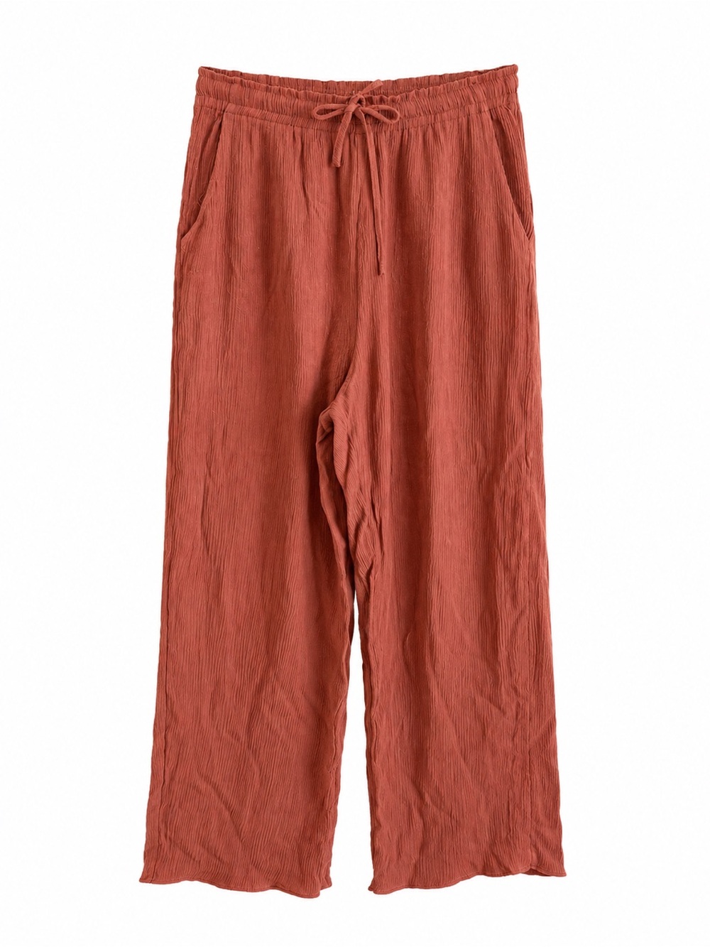 Grace & Mila Paris Terracotta Gauze Lightweight Wide-Leg Pants Size M